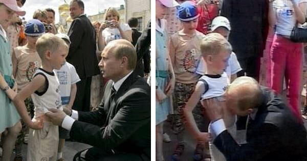 Путин целует мальчика в живот